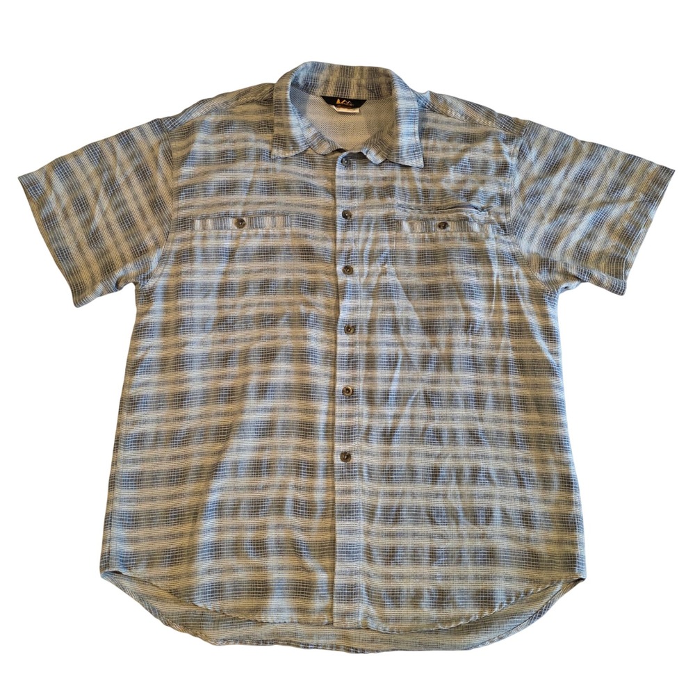 Vintage REI Co-Op Trail Hiking Shirt Mens Large Plaid Vented Mesh Back Button Up